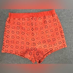 Forever 21 burnt orange perforated flower shorts